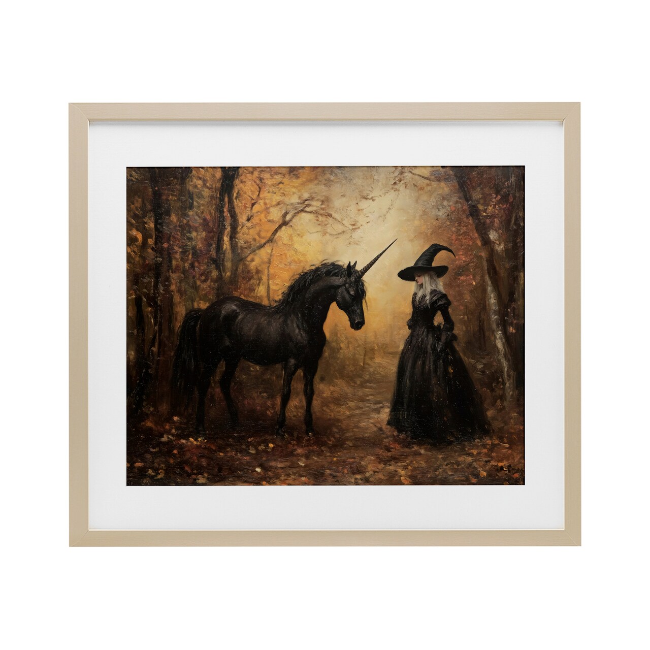 Stupell Industries Witch & Black Unicorn Framed Print Under Glass, design by Arlington Prints